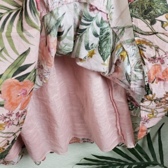 Rebecca Minkoff Ollie Dress Peach Botanical Tropical Print size L Floral Boho - Picture 14 of 16